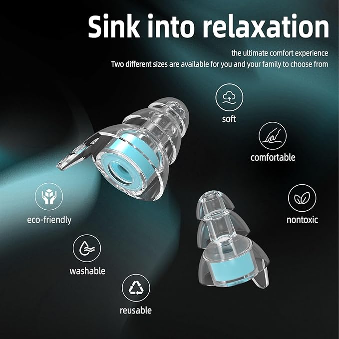 LYSIAN High-Fidelity Ear Plugs for Concert, Reusable Musicians Earplugs for Noise Reduction 18dB, Perfect for Music Festivals, Raves, Drummers & DJs, 2 Pairs (L+S) - Clear Sound & Comfortable Fit