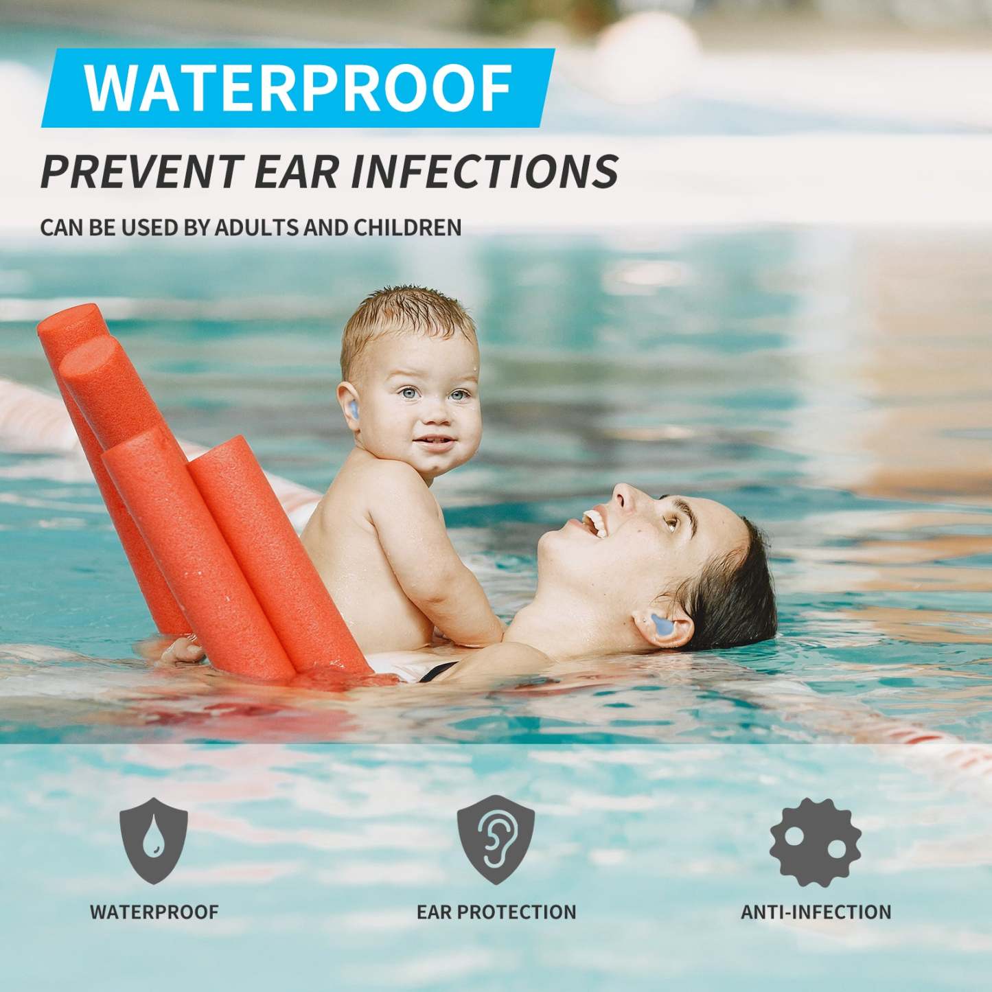 Moldable Soft Ear Plugs for Sleeping, Noise Cancelling and Water Proof Comfy Earplugs for Adult and Kid Water Sports