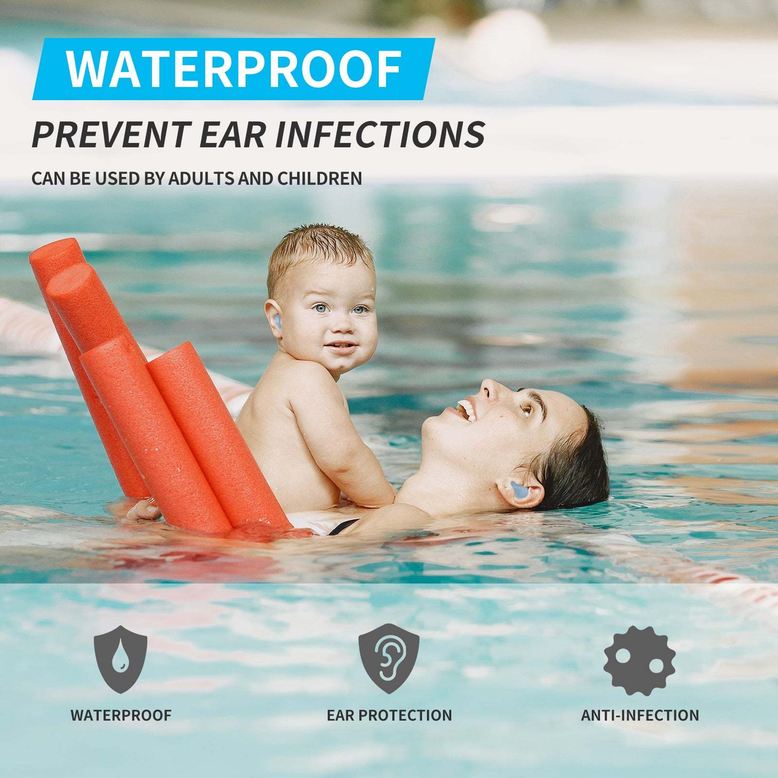 Moldable Soft Ear Plugs for Sleeping, Noise Cancelling and Water Proof Comfy Earplugs for Adult and Kid Water Sports