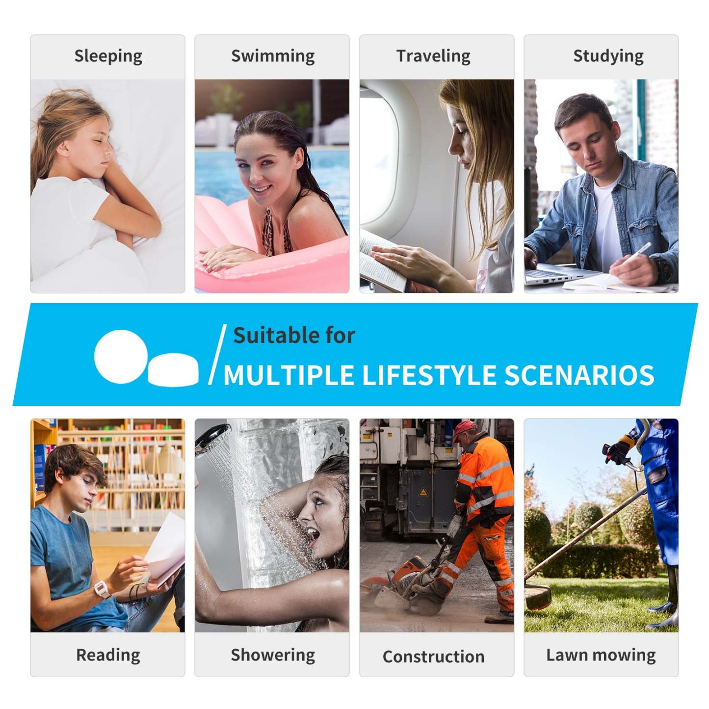 Moldable Soft Ear Plugs for Sleeping, Noise Cancelling and Water Proof Comfy Earplugs for Adult and Kid Water Sports