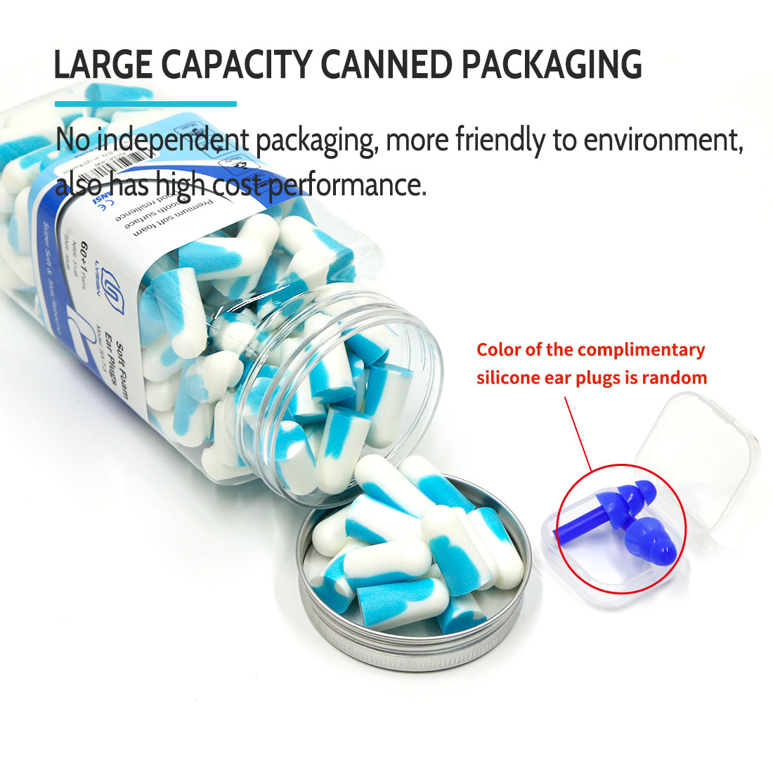 Soft Foam Earplugs 60 Pairs, 38dB SNR Comfortable Ear Plugs for Sleeping, Snoring, Shooting, Mowing, and All Loud Noise