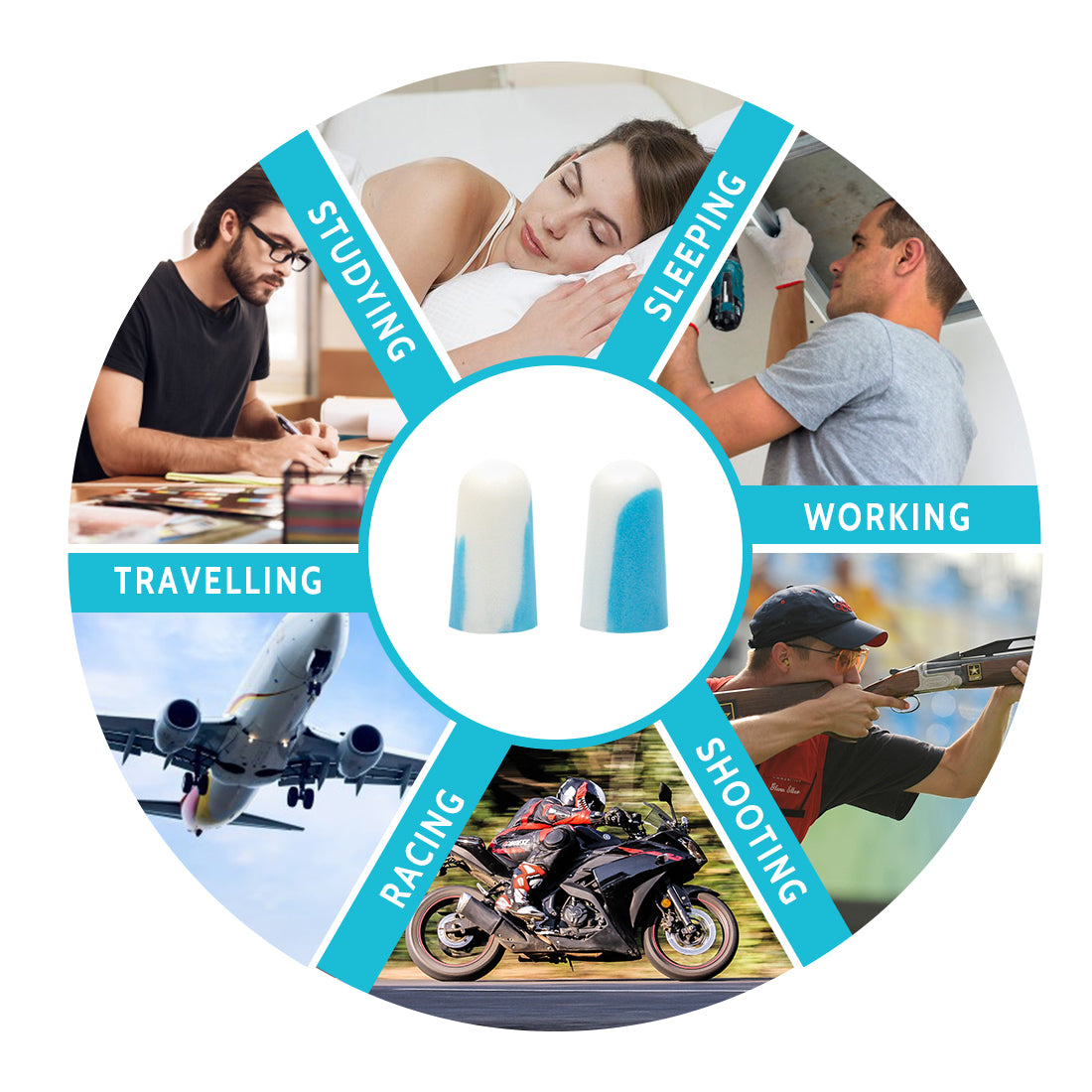 Soft Foam Earplugs 60 Pairs, 38dB SNR Comfortable Ear Plugs for Sleeping, Snoring, Shooting, Mowing, and All Loud Noise