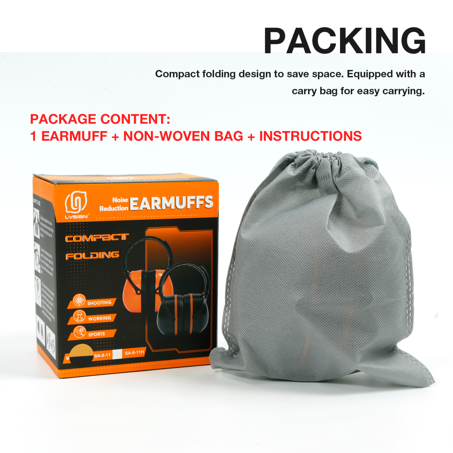 Foldable Noise Cancelling Earmuffs,Industry Ear Protection Muffs for Work, Shooting, Mowing, Airport by LYSIAN