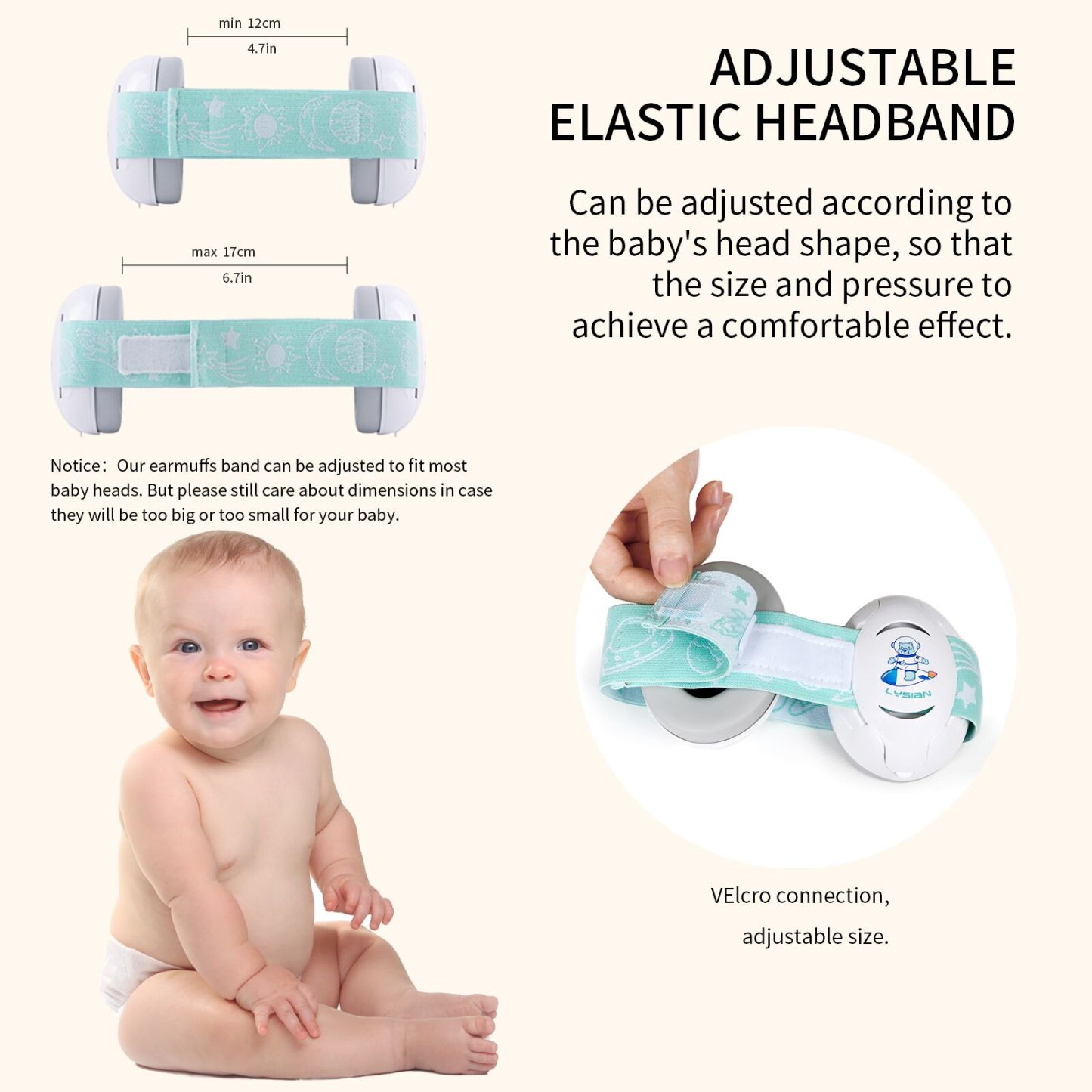 Baby Ear Muffs Noise Blocking for Infants with Elastic Headband，Hearing Protection Earmuffs for Sleep, Travel