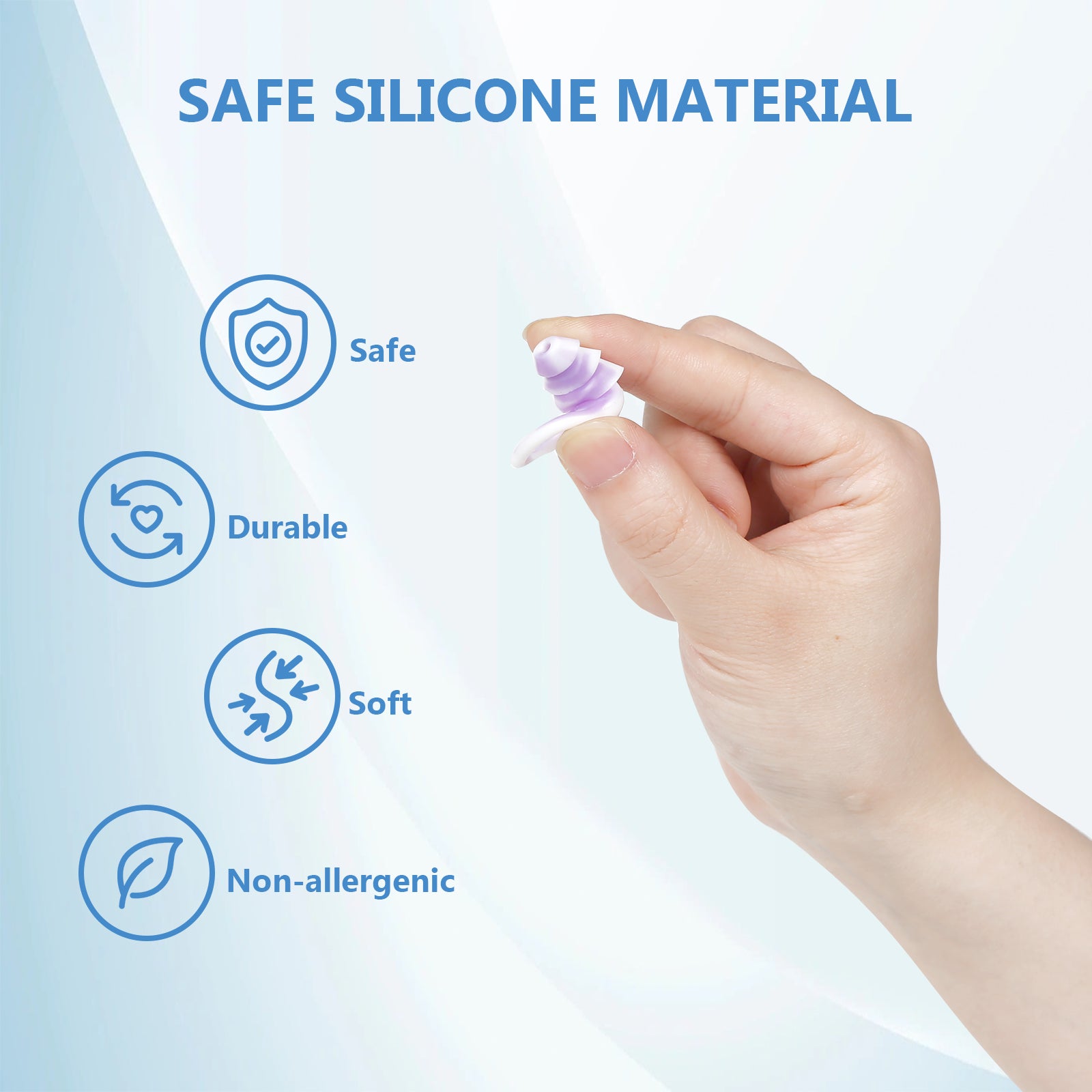 Reusable Earplugs 2 Pairs with Nose Clip, Waterproof Silicone Ear Plugs for Swimming,Showering,Surfing and Sleeping