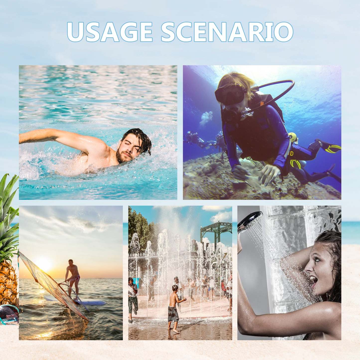 Reusable Earplugs 2 Pairs with Nose Clip, Waterproof Silicone Ear Plugs for Swimming,Showering,Surfing and Sleeping