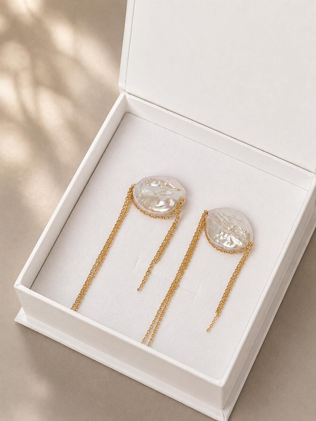 Handmade Freshwater Cascading Pearl Drop Earrings - Baroque Pearl Chain Jewelry for Brides, Bridesmaid Wedding Gifts, Statement Dangle Earrings
