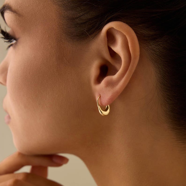 Women's S925 Sterling Silver Oval Classic Hoop Earrings Fashionable Hoop Earrings, Pure French Minimalism, Hypoallergenic, Mirror Polished, Precision Engineered Hinged Mechanism, Everyday Jewelry, Ideal for Self Treat, Birthday, Anniversary