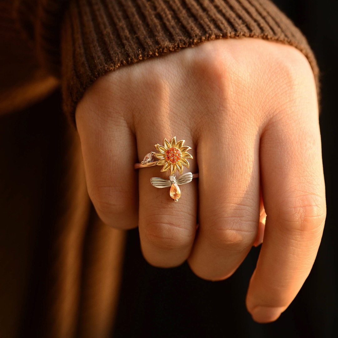 To My Daughter Sunflower Fidget Ring-belovejewel.com