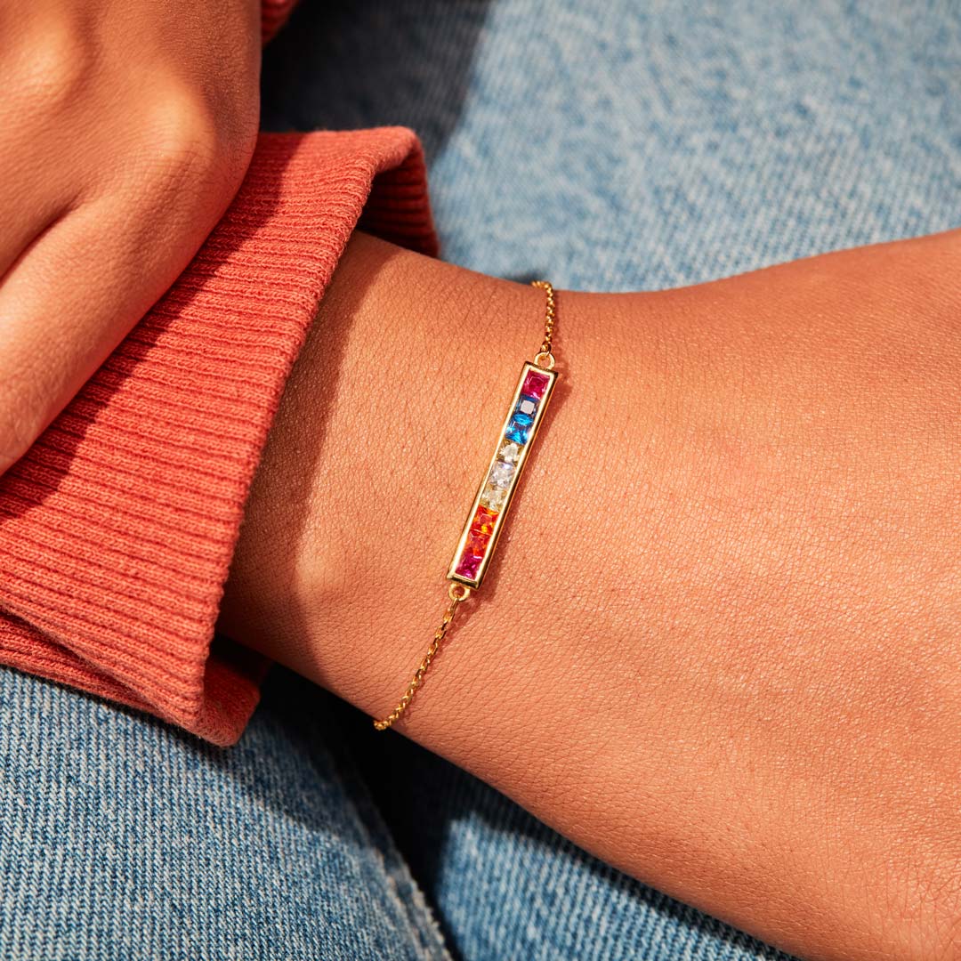 After Every Storm There Is A Rainbow Bar Bracelet-belovejewel.com