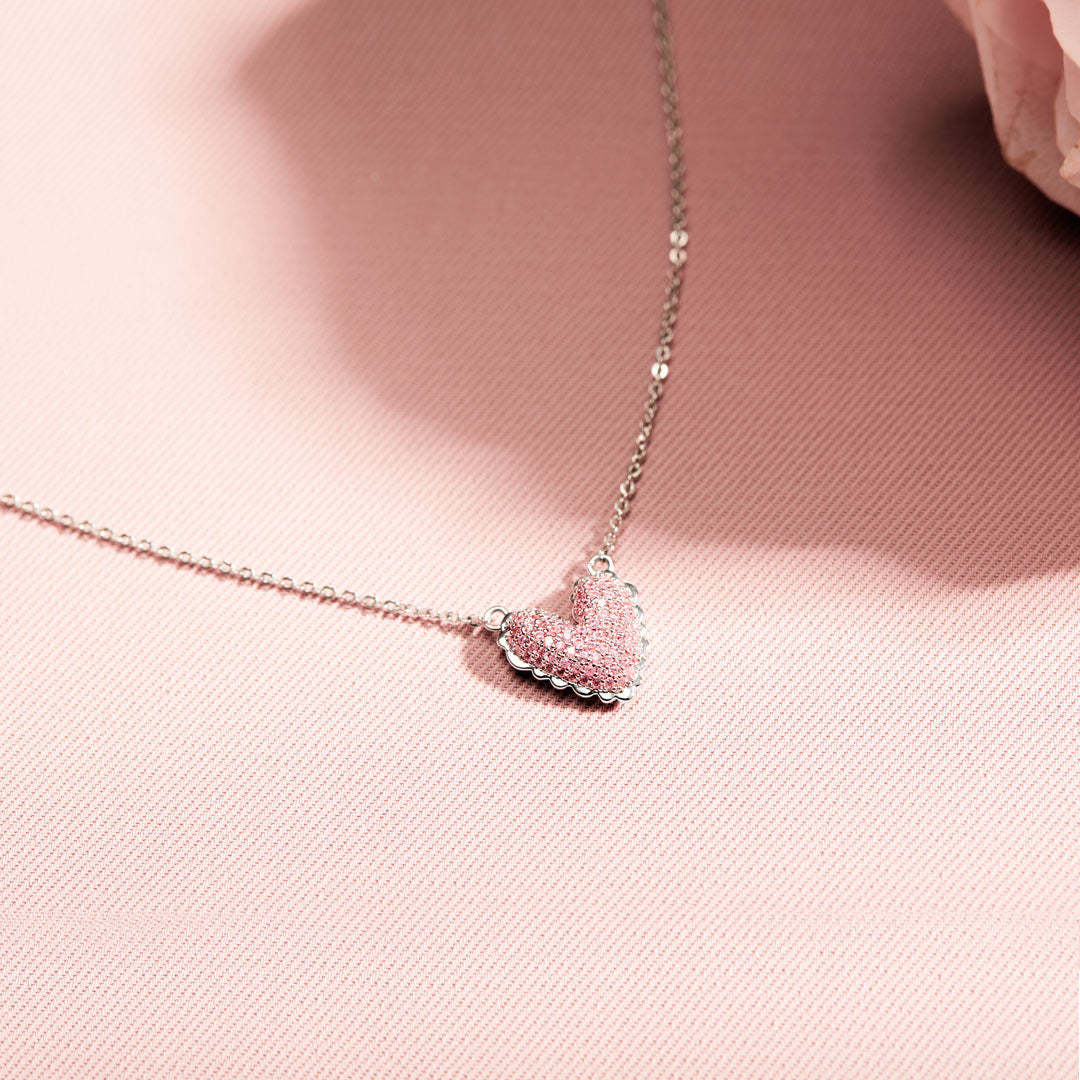 It Takes A Village Packed Pavé Heart Necklace-belovejewel.com