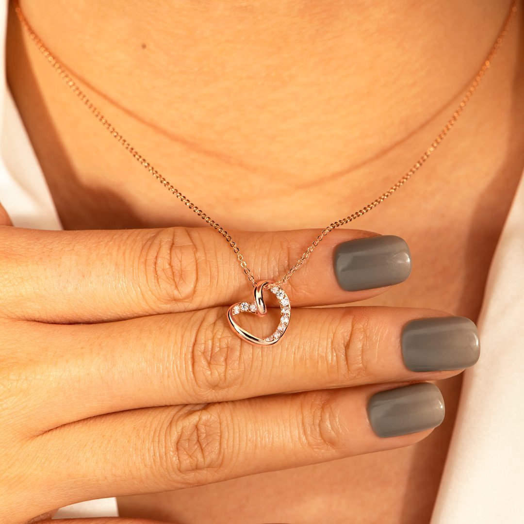 My Beautiful Granddaughter Twist Pave Heart Necklace-belovejewel.com