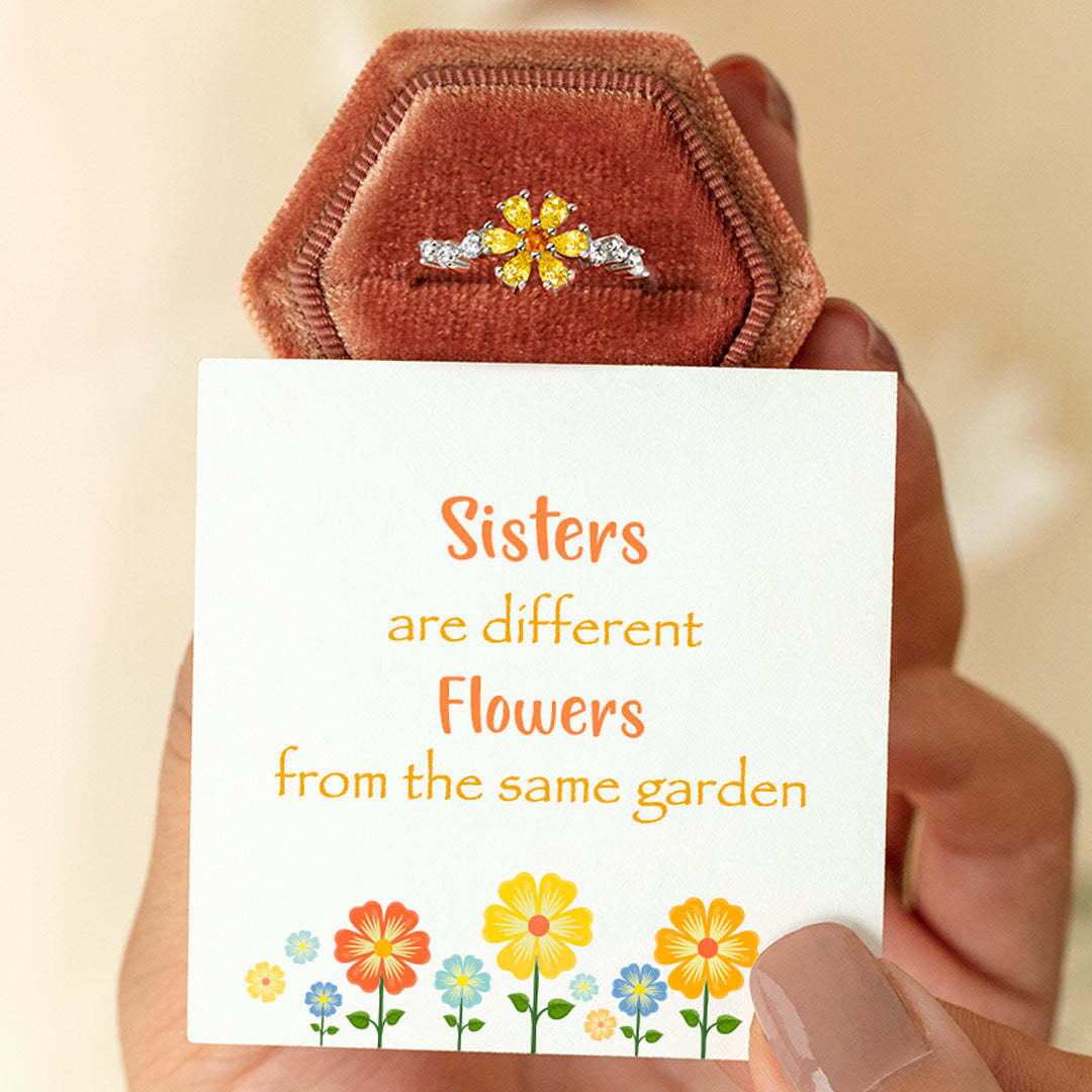 For Sisters Gem Flower Ring-belovejewel.com