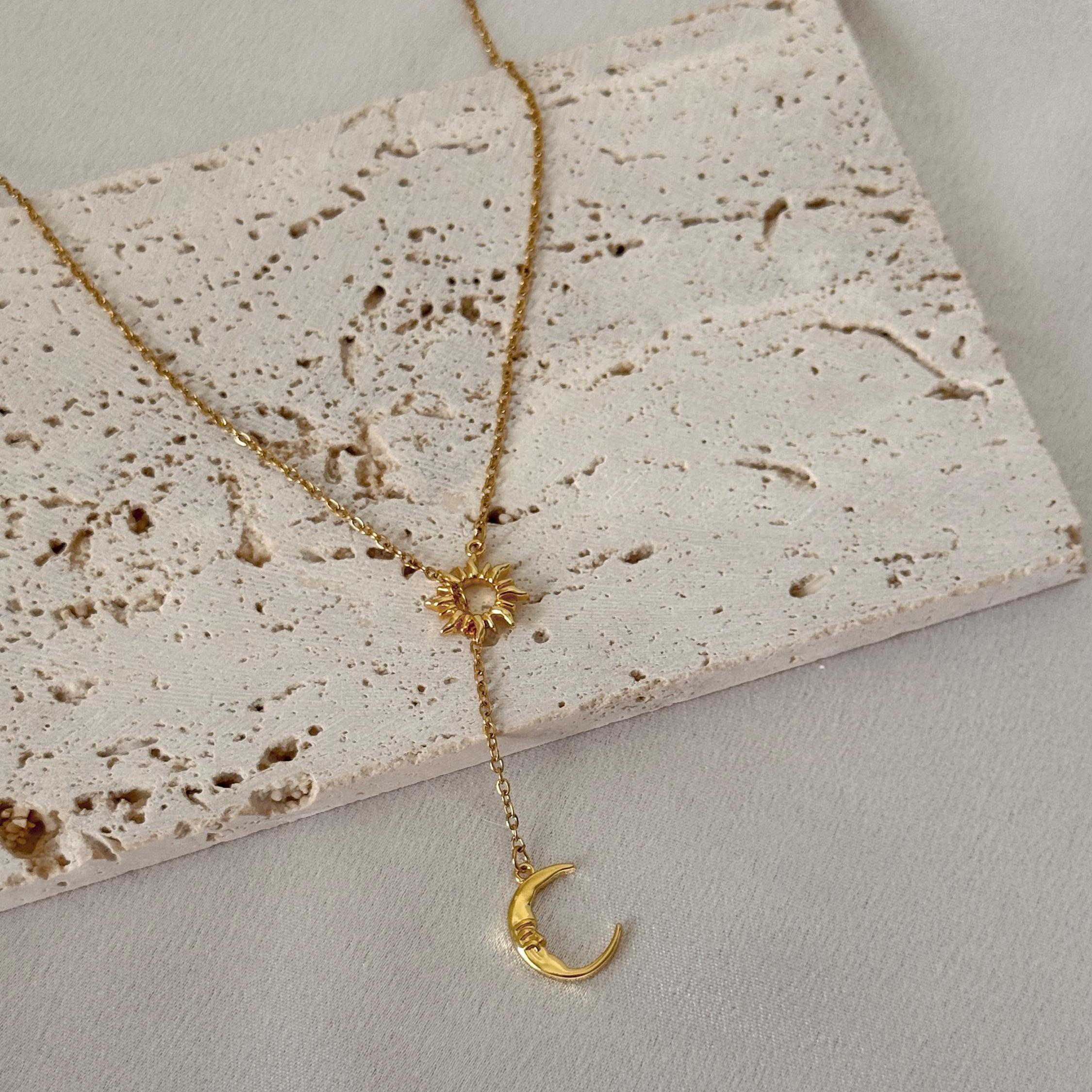 Sun & Moon Lariat Necklace