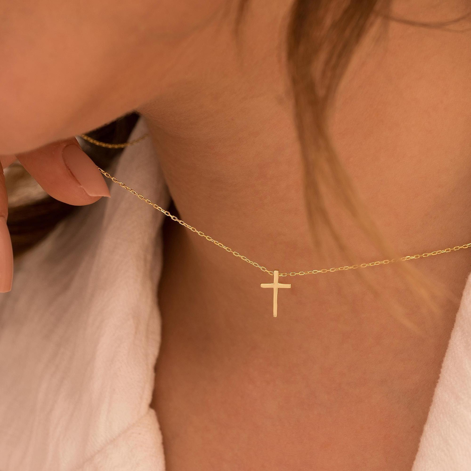 Dainty Cross Necklace – Minimalist Crucifix Gift for Women