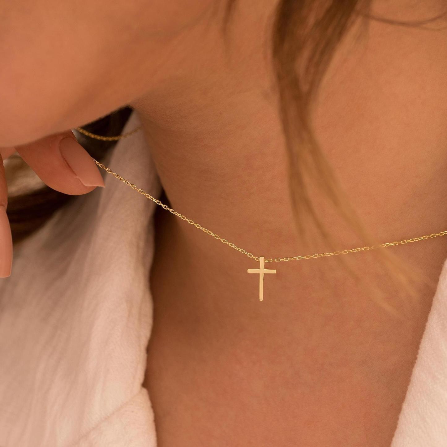Dainty Cross Necklace – Minimalist Crucifix Gift for Women