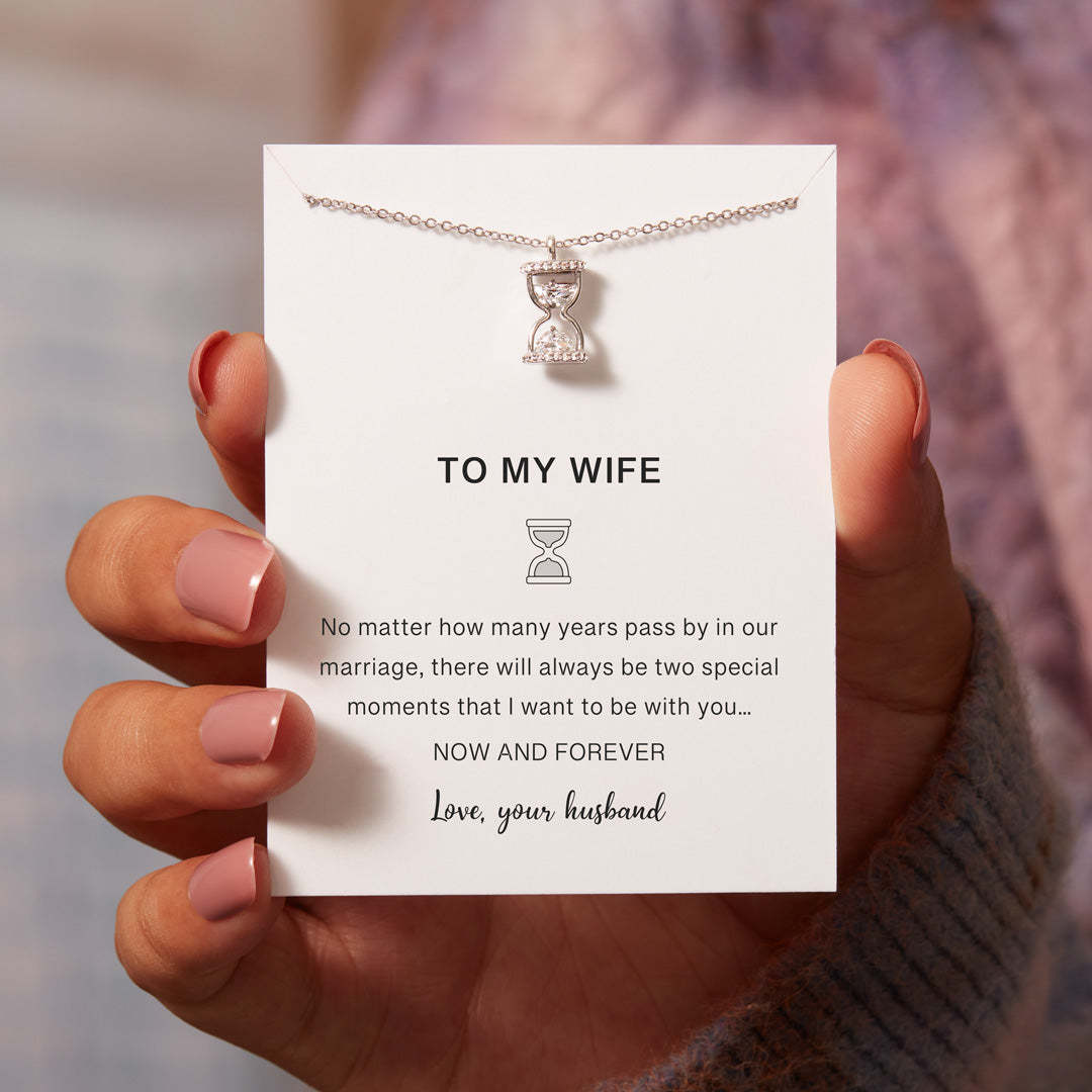To My Wife Hourglass Necklace-belovejewel.com