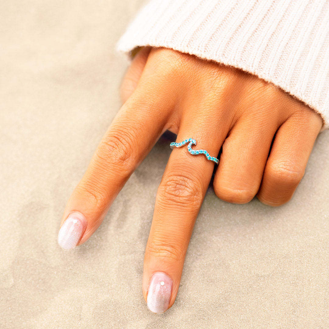 Daughter The Entire Ocean Is Yours Pavé Wave Ring-belovejewel.com
