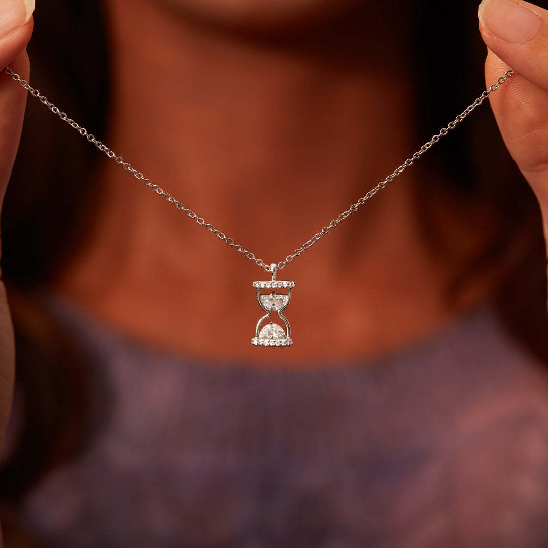 Every Second Every Minute Hourglass Necklace-belovejewel.com