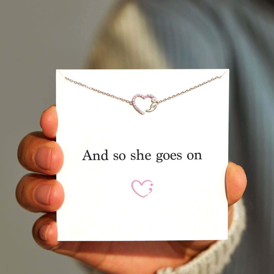And So She Goes On Heart Semicolon Bracelet-belovejewel.com