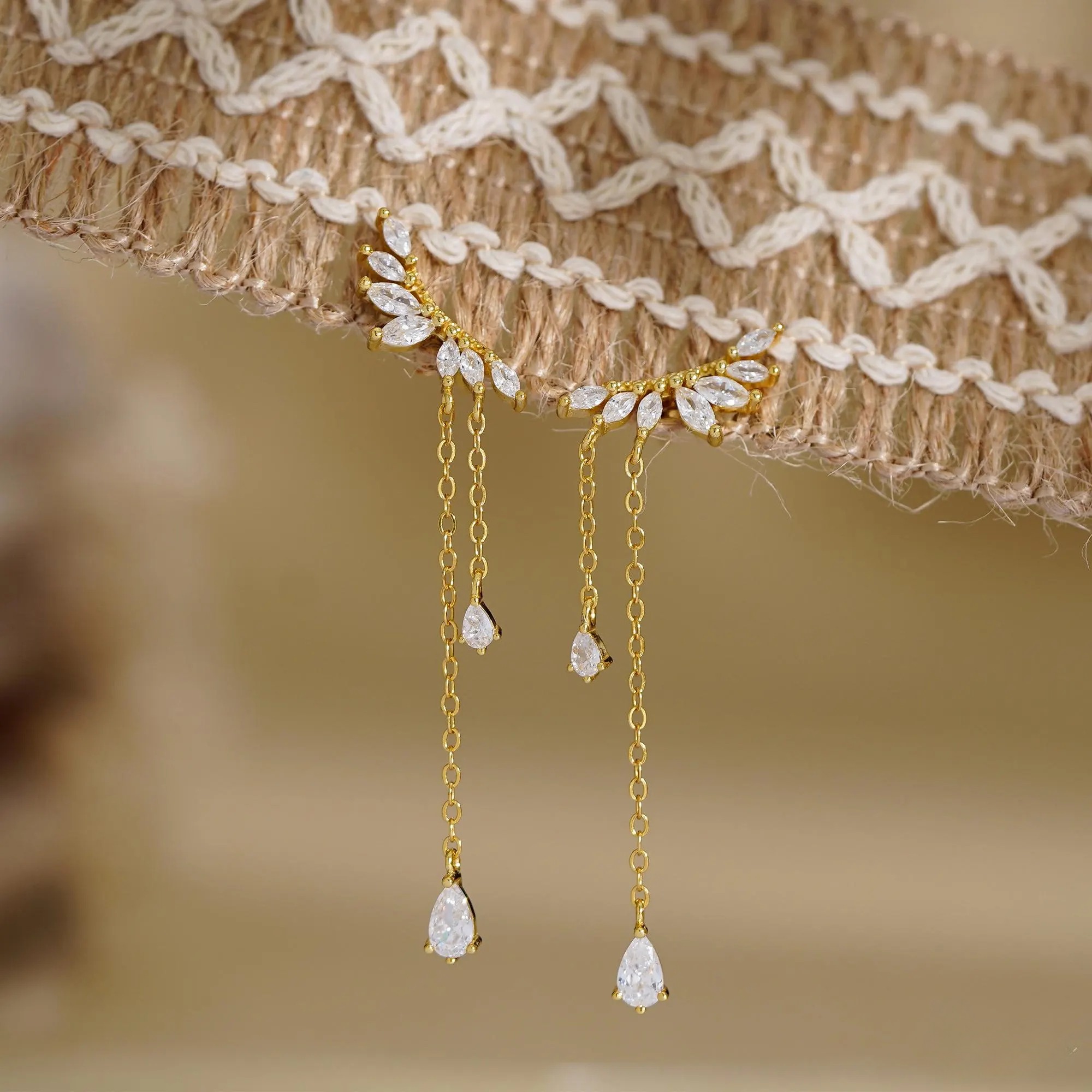 Dainty Diamond Dangle Drop Earrings CZ Diamond Tassel Earrings Wedding Jewelry Bridesmaid Gifts Christmas Present