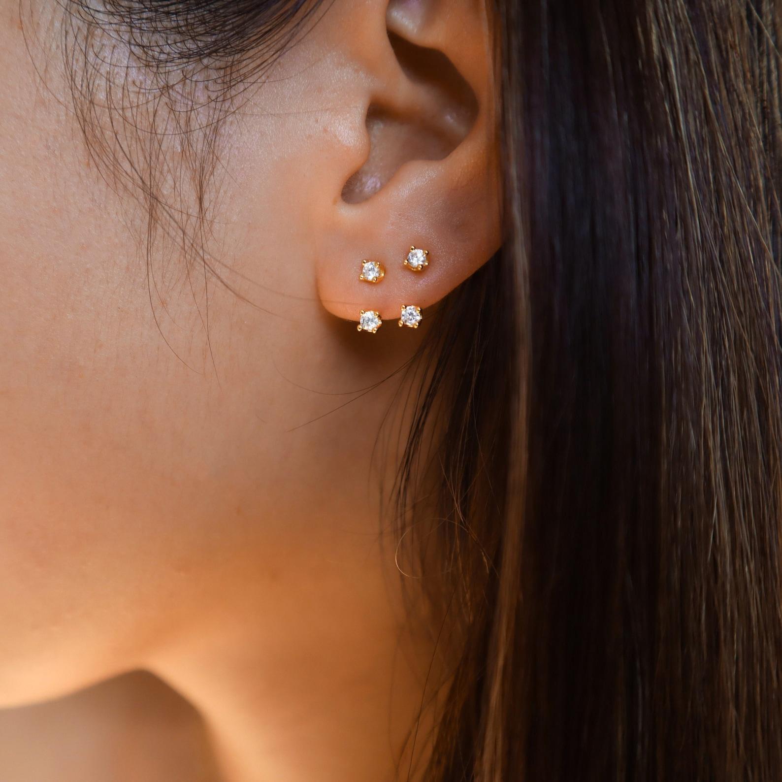 WaterProof Front Back Earrings, Ear Jackets –Dual Finish Hypoallergenic Studs​