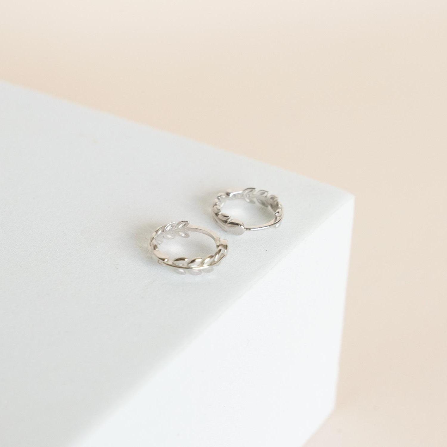 Dainty Leaf Huggie Hoop Earrings