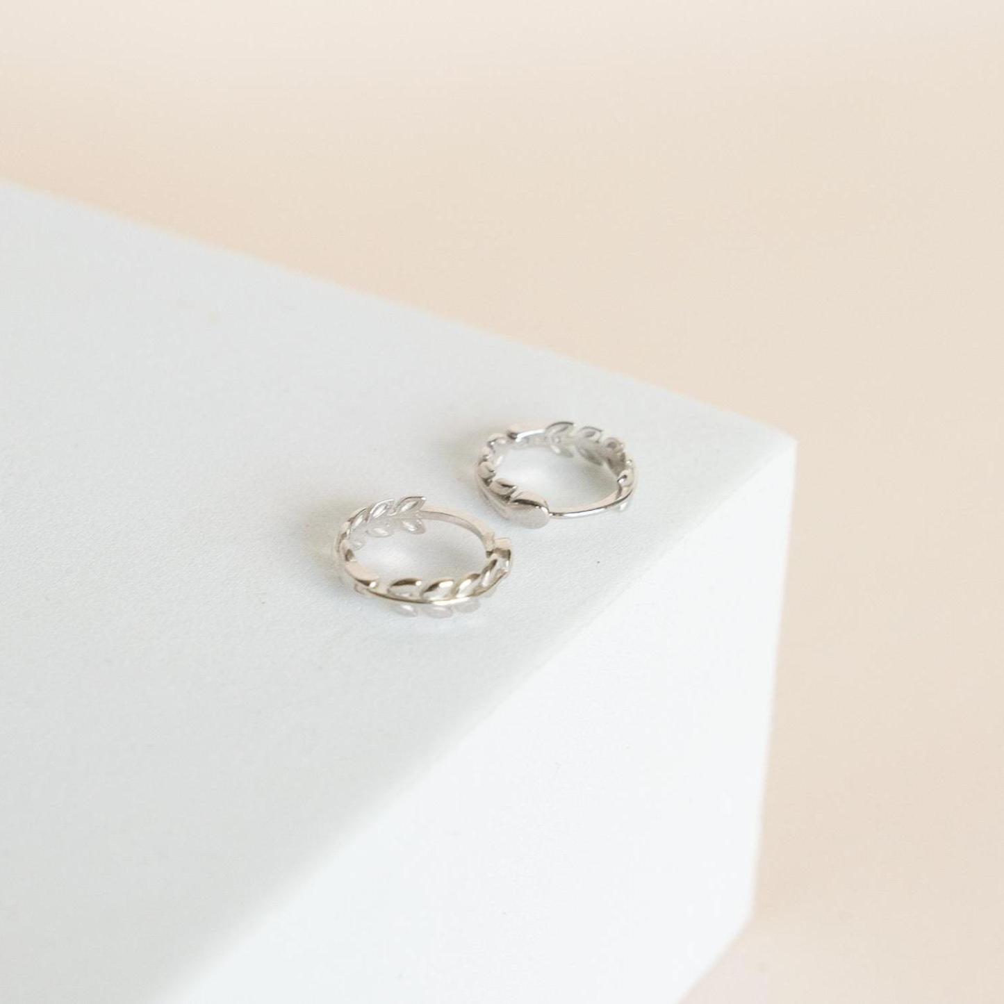 Dainty Leaf Huggie Hoop Earrings