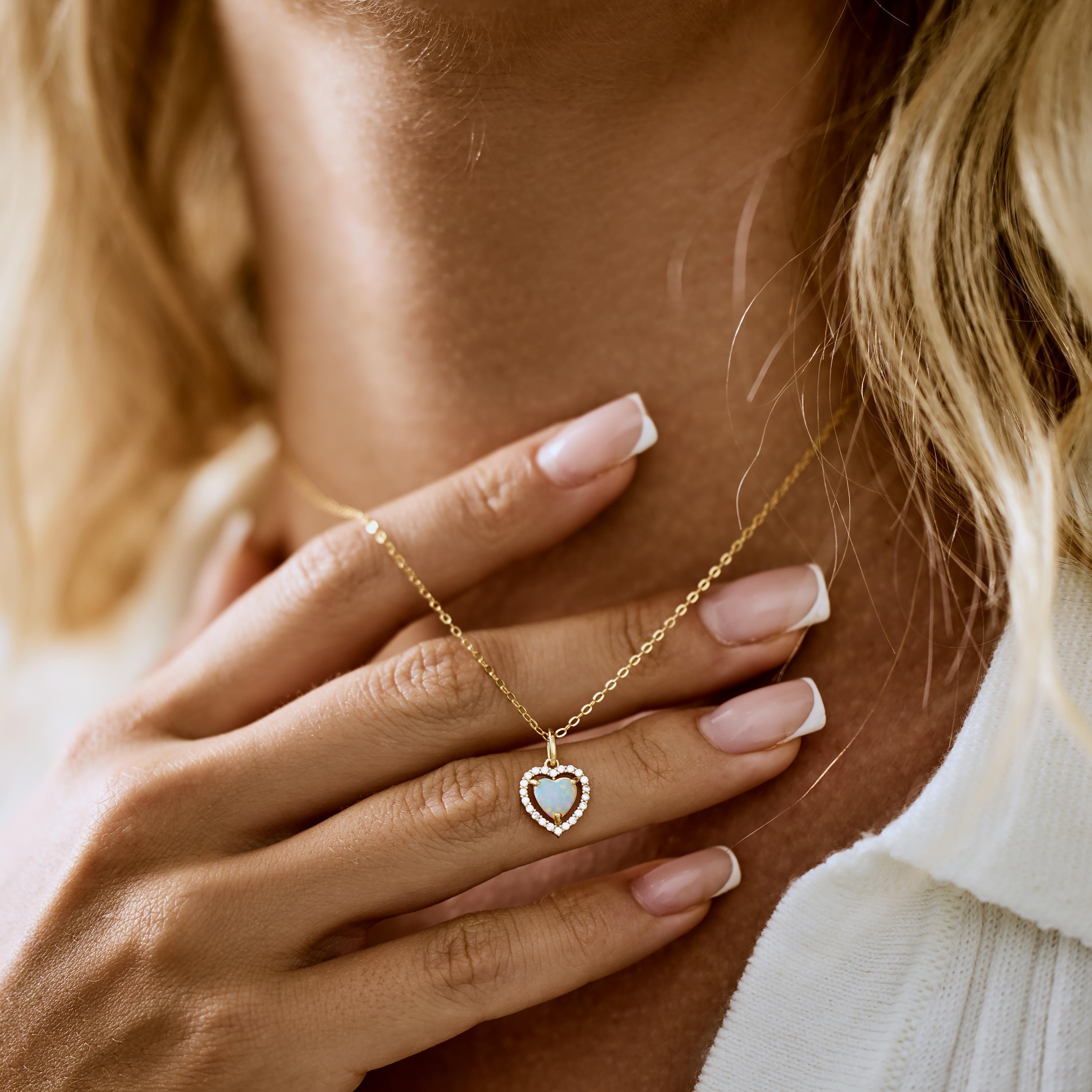 Heart Opal Necklace –  A Sparkling Token of Love
