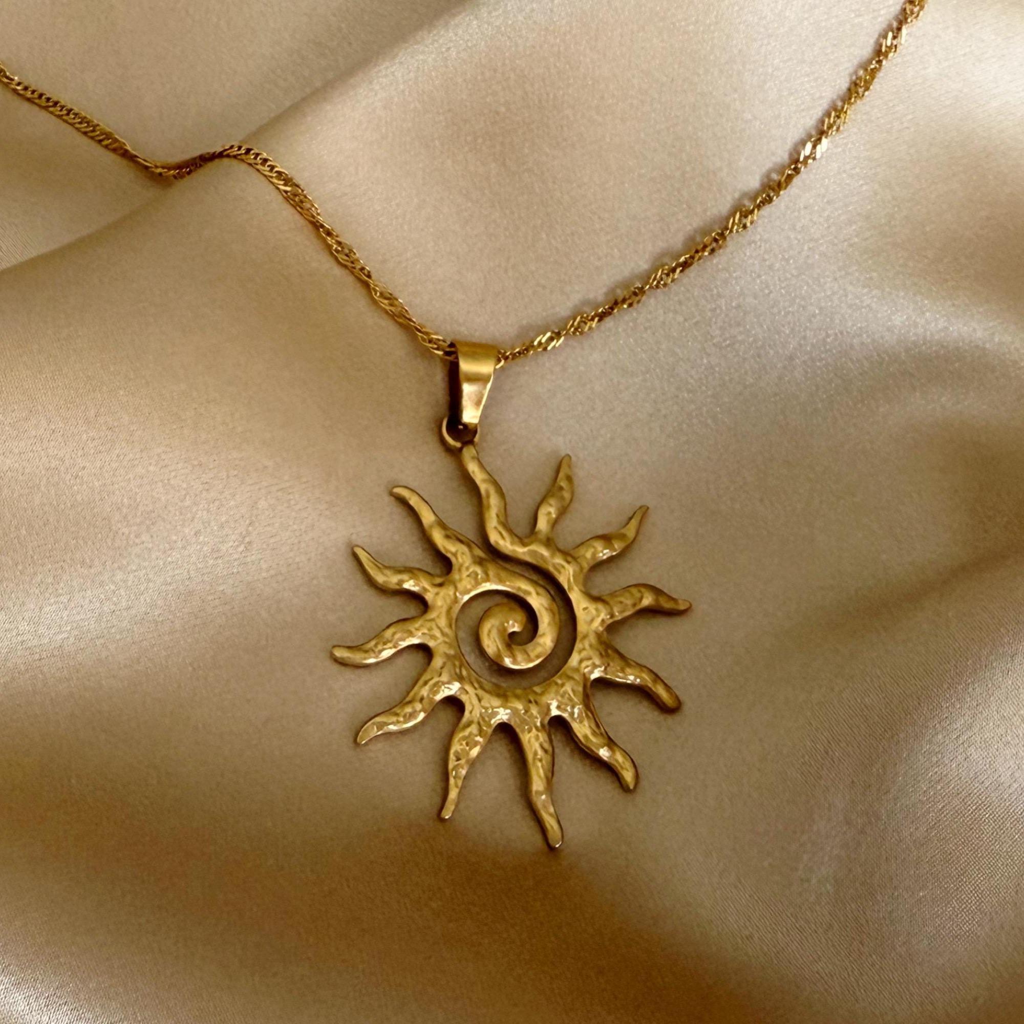 SUN NECKLACE – CUSTOMIZABLE CELESTIAL JEWELRY，Waterproof, Hypoallergenic