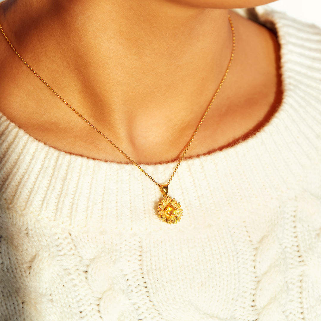 I Would Change The World For You Sunflower Necklace S925-belovejewel.com