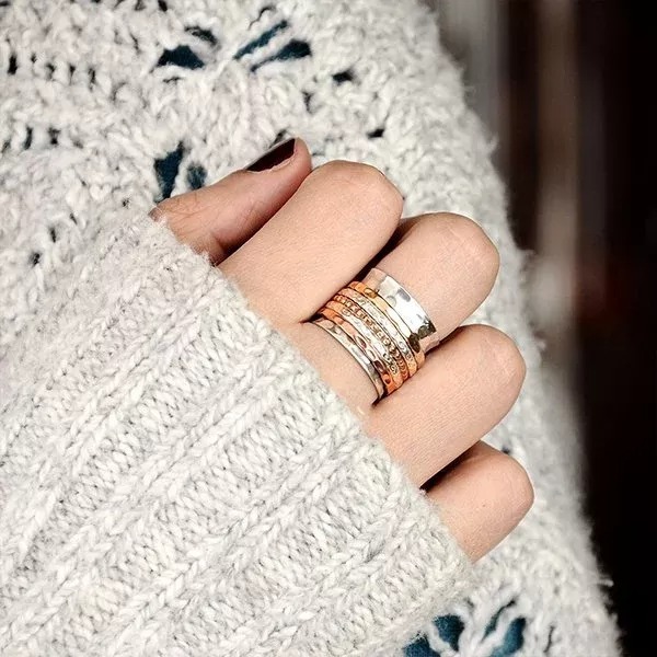 Bohemian Meditation Wide Band Spinner Ring-belovejewel.com
