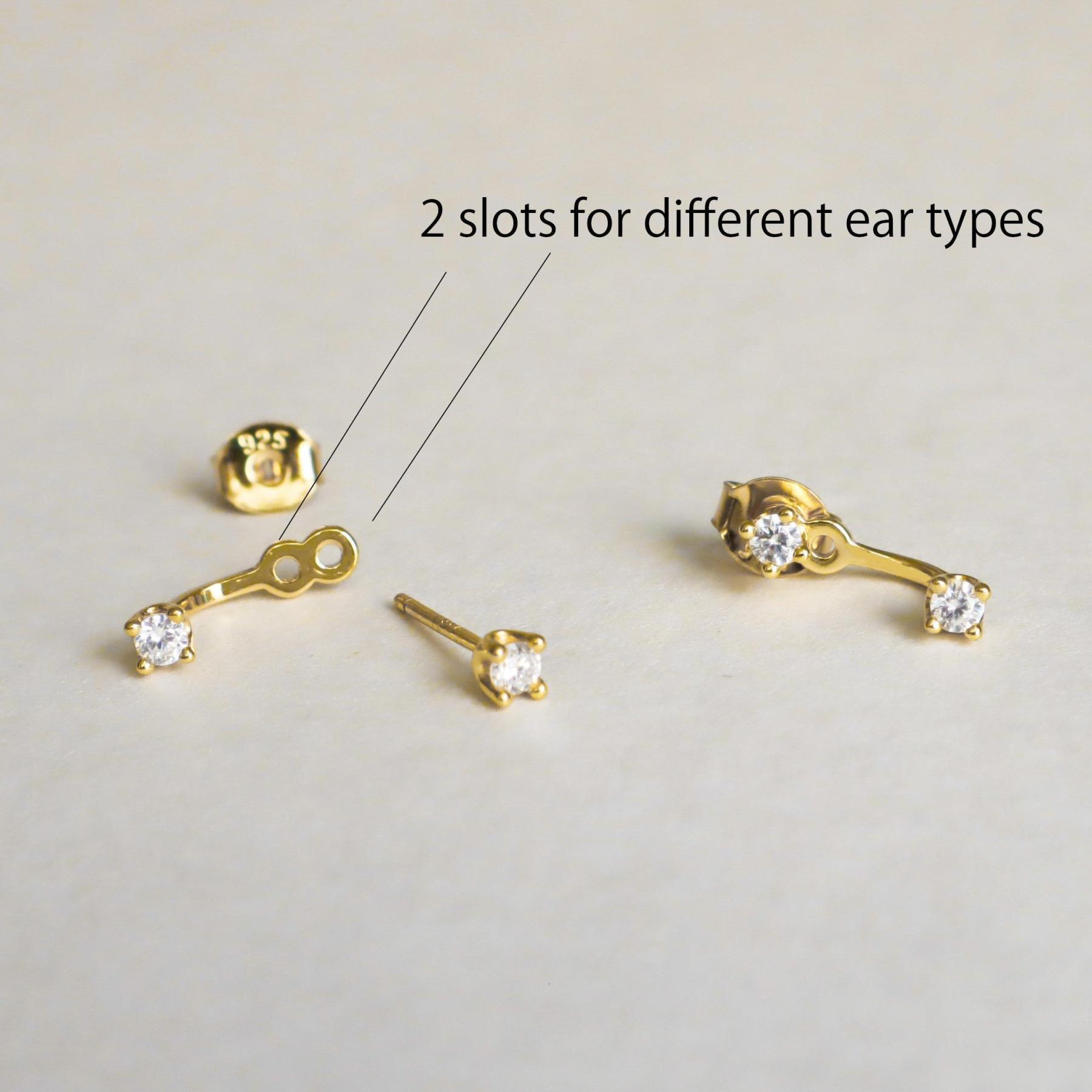 WaterProof Front Back Earrings, Ear Jackets –Dual Finish Hypoallergenic Studs​