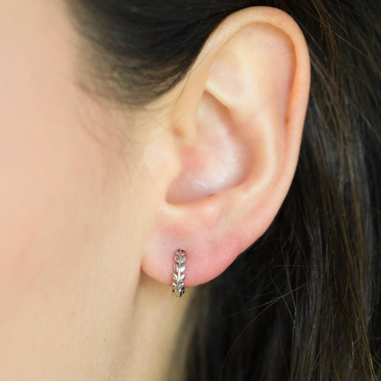 Dainty Leaf Huggie Hoop Earrings