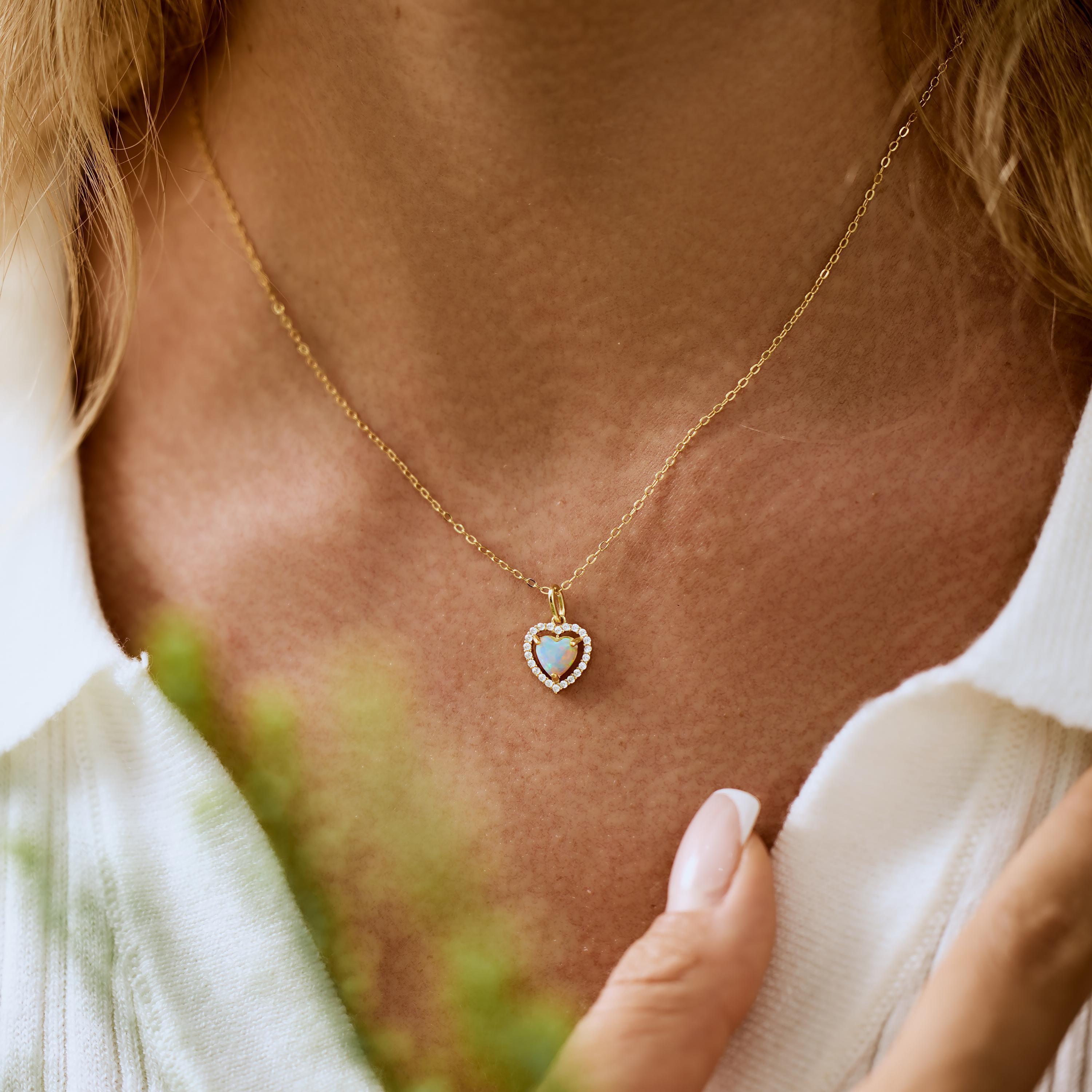Heart Opal Necklace –  A Sparkling Token of Love