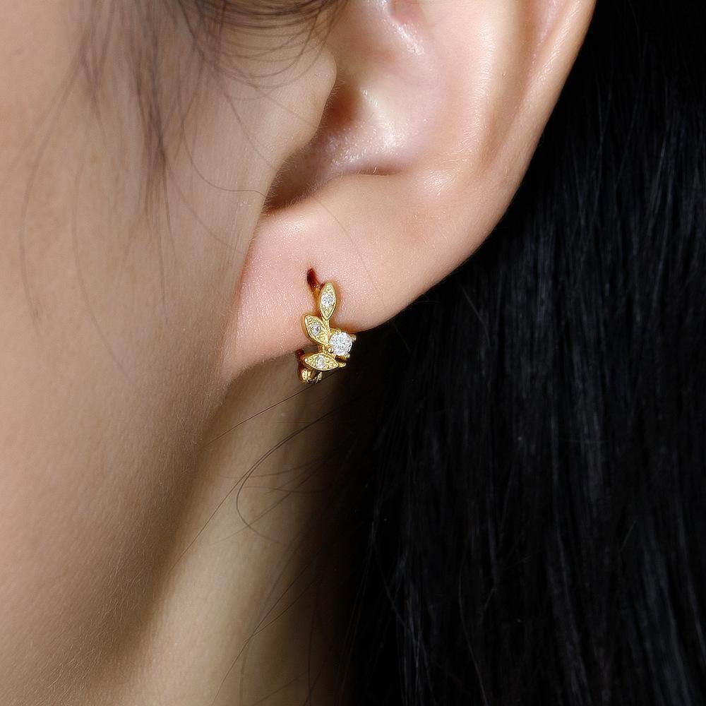 Delicate Leaf Hoop Piercing earrings