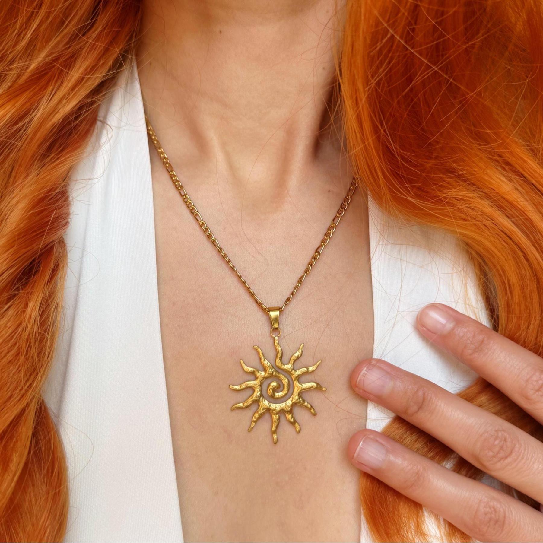 SUN NECKLACE – CUSTOMIZABLE CELESTIAL JEWELRY，Waterproof, Hypoallergenic