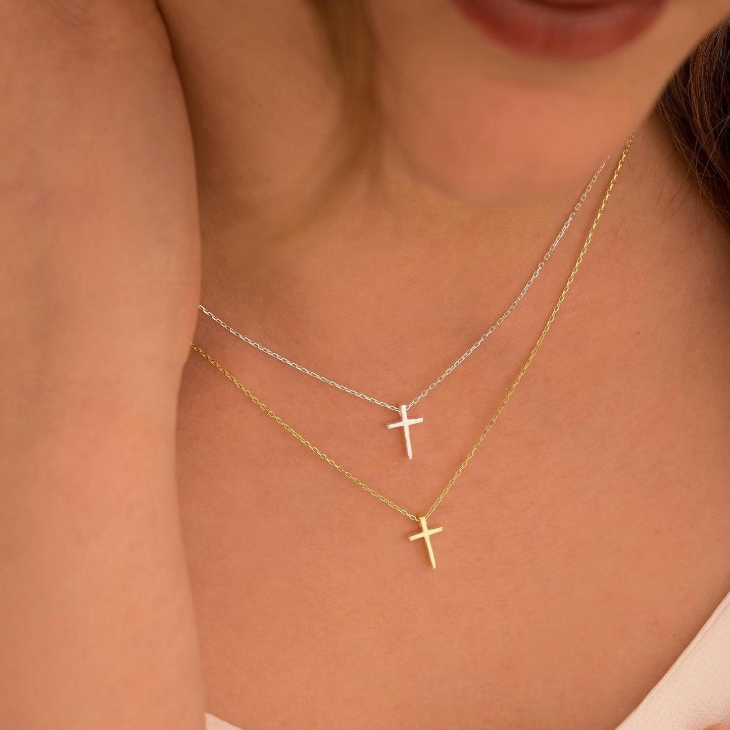 Dainty Cross Necklace – Minimalist Crucifix Gift for Women
