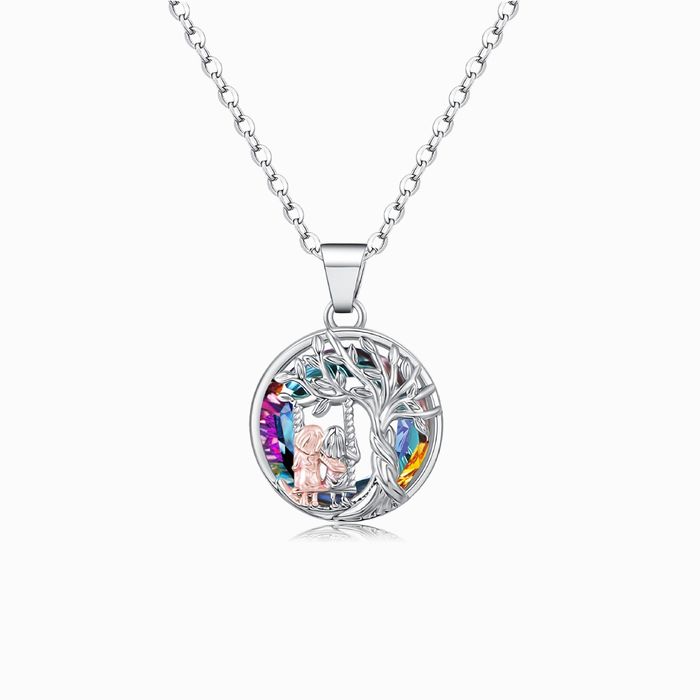 Tree of Life Sister on the Swing Necklace-belovejewel.com