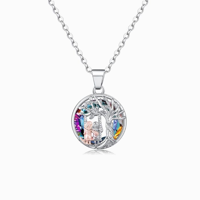 Tree of Life Sister on the Swing Necklace-belovejewel.com