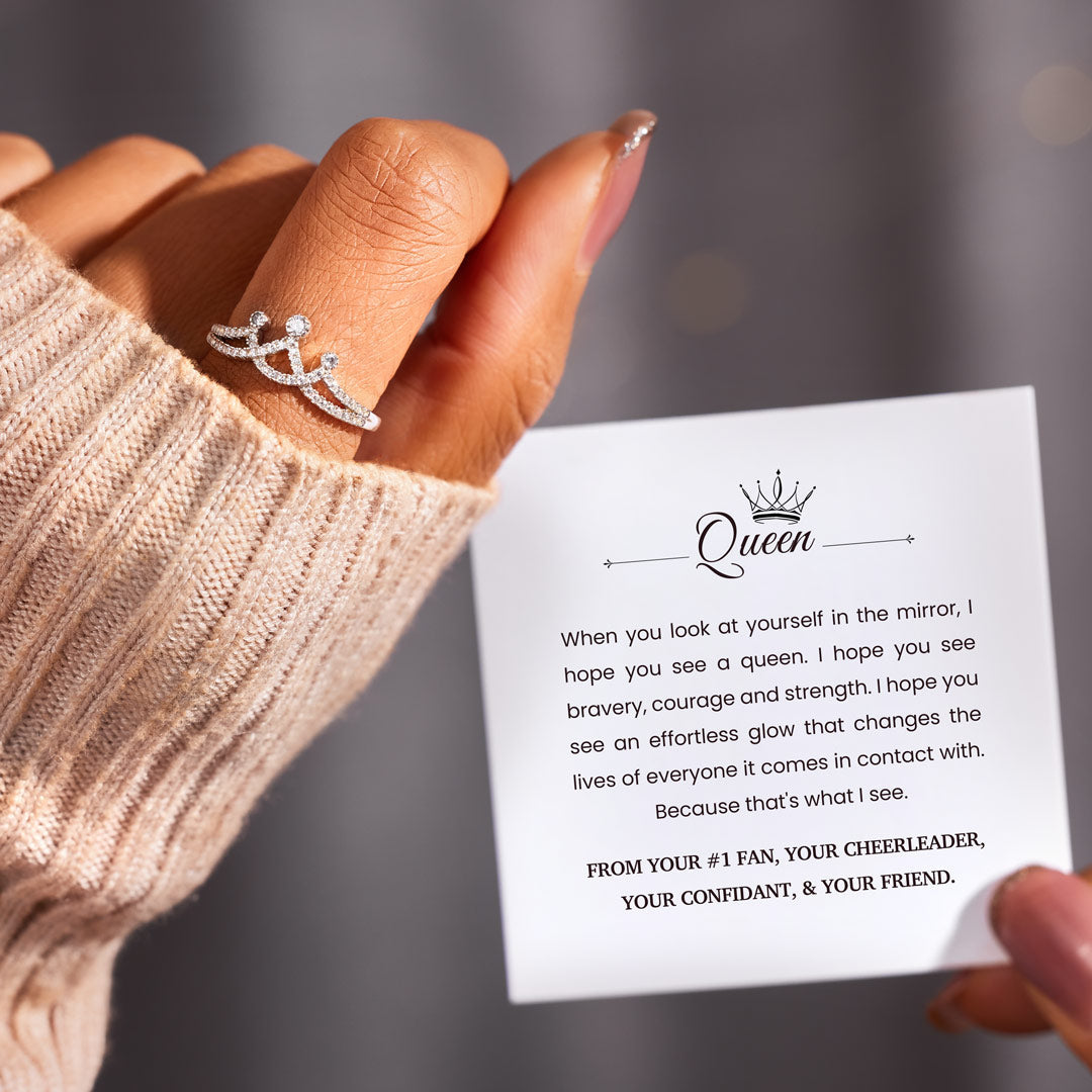 Queen Minimalist Crown Ring-belovejewel.com