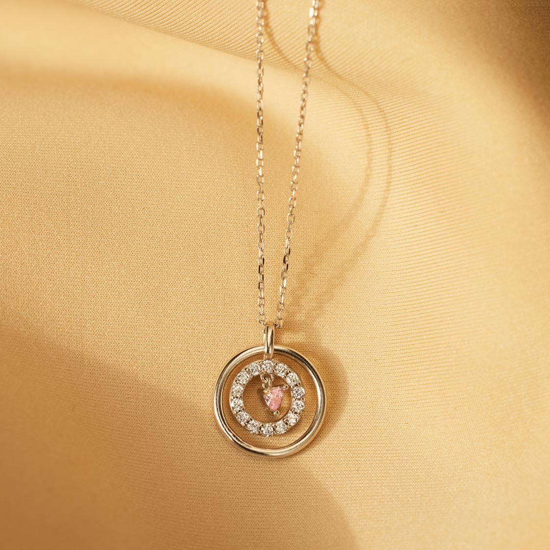 Mother Daughter Encircled Heart Necklace-belovejewel.com