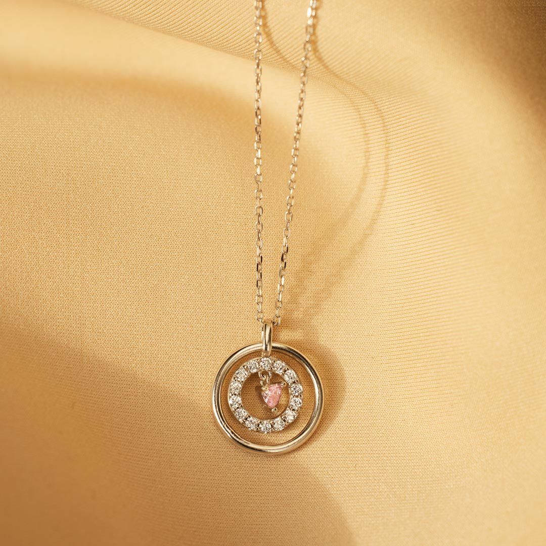 Mother Daughter Encircled Heart Necklace-belovejewel.com