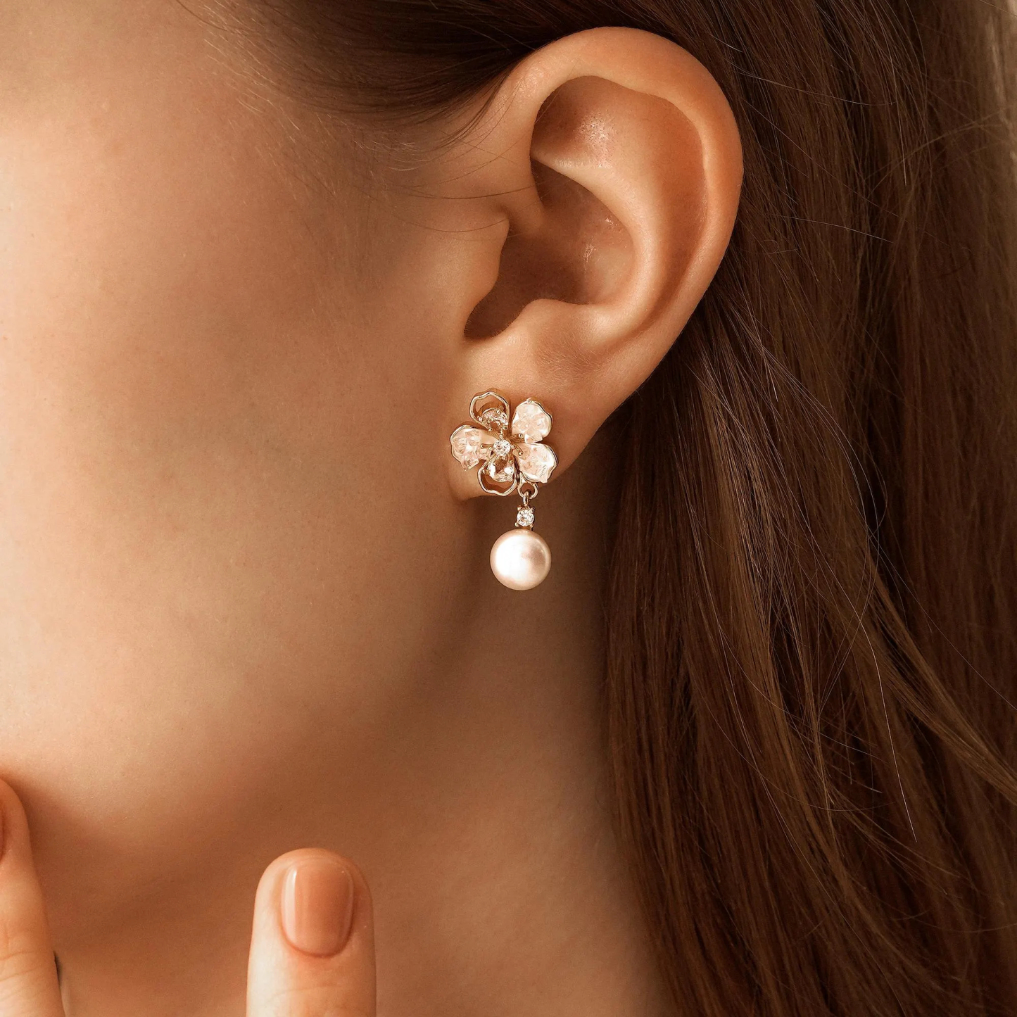 HANDMADE FLOWER FRESHWATER PEARL DROP EARRINGS – DAINTY BRIDAL & GIFT EARRINGS