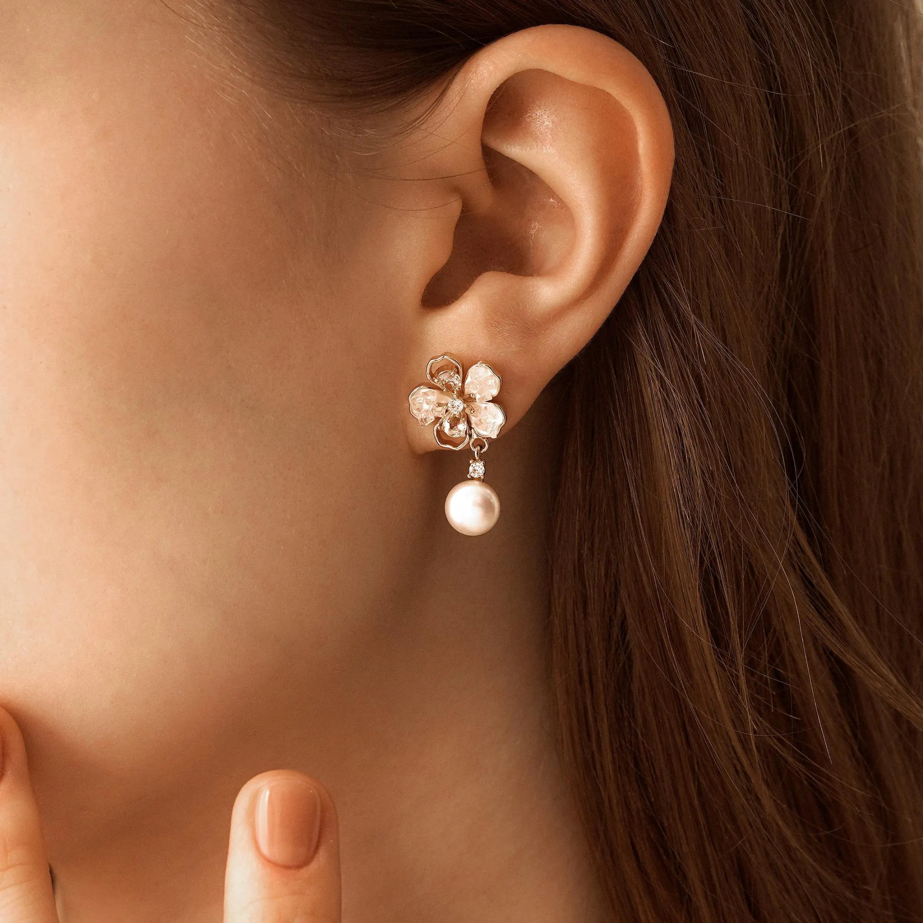HANDMADE FLOWER FRESHWATER PEARL DROP EARRINGS – DAINTY BRIDAL & GIFT EARRINGS