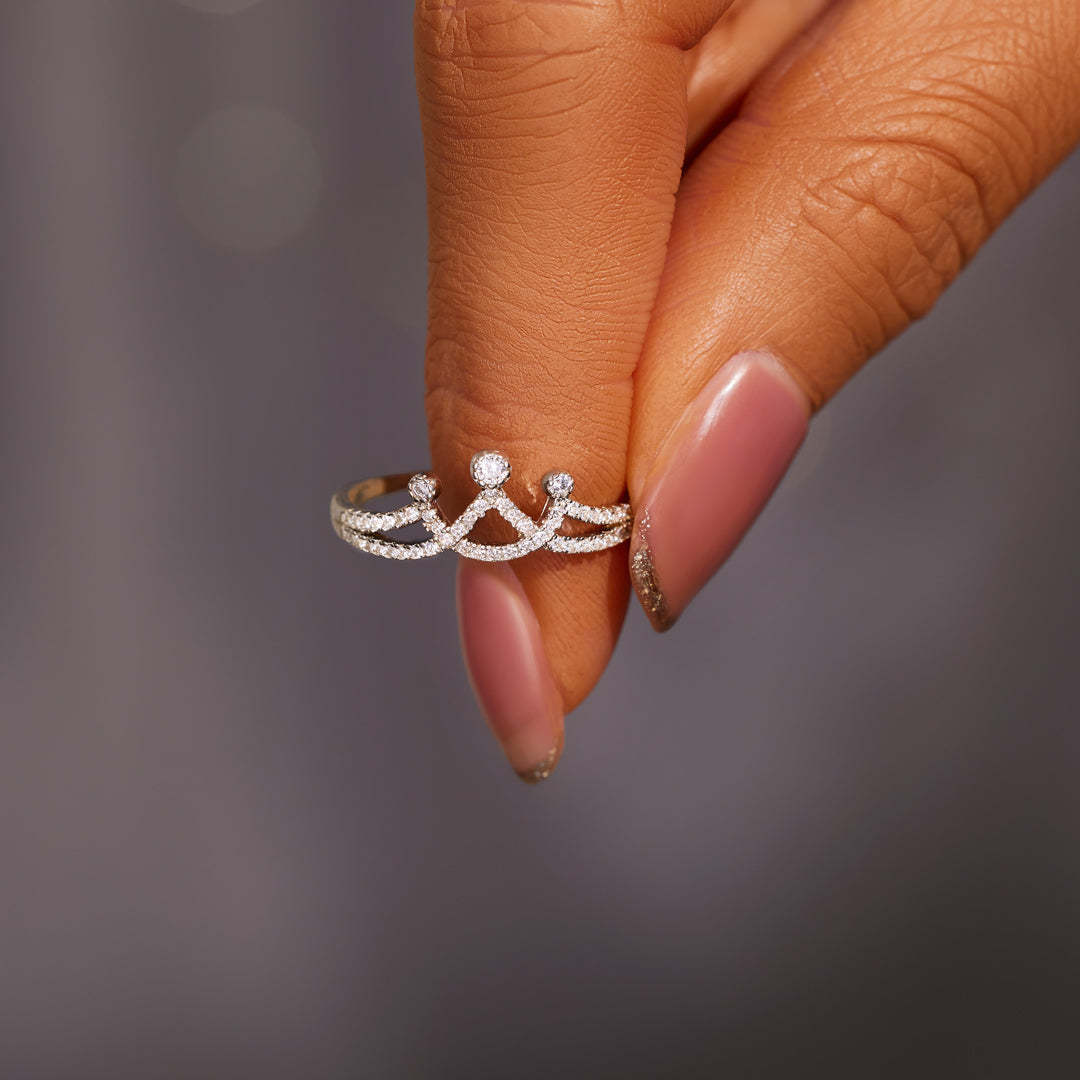 Queen Minimalist Crown Ring-belovejewel.com
