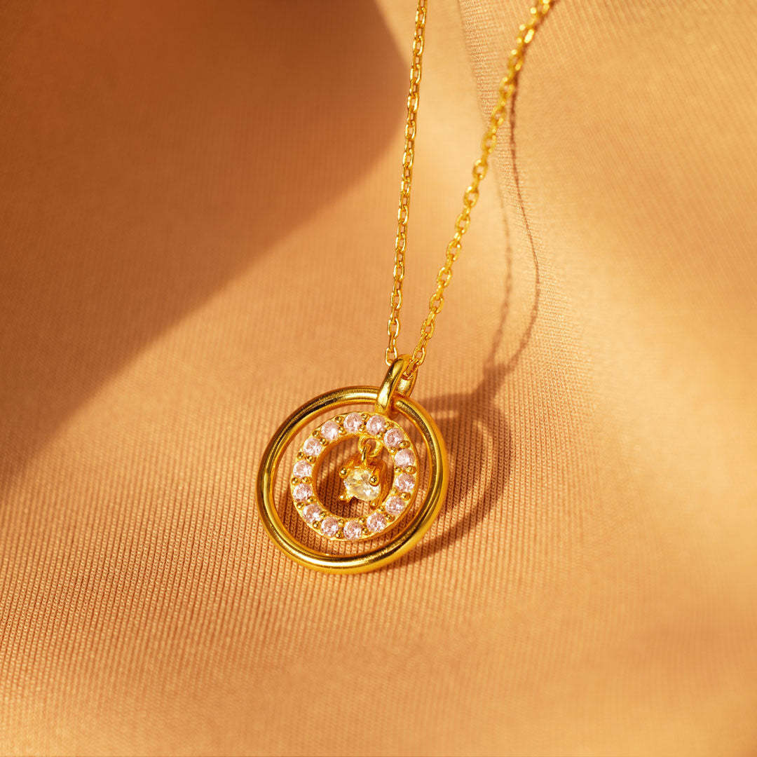 Mother Daughter Encircled Heart Necklace-belovejewel.com