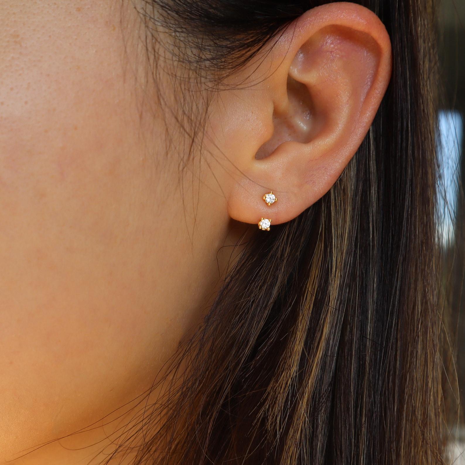 WaterProof Front Back Earrings, Ear Jackets –Dual Finish Hypoallergenic Studs​