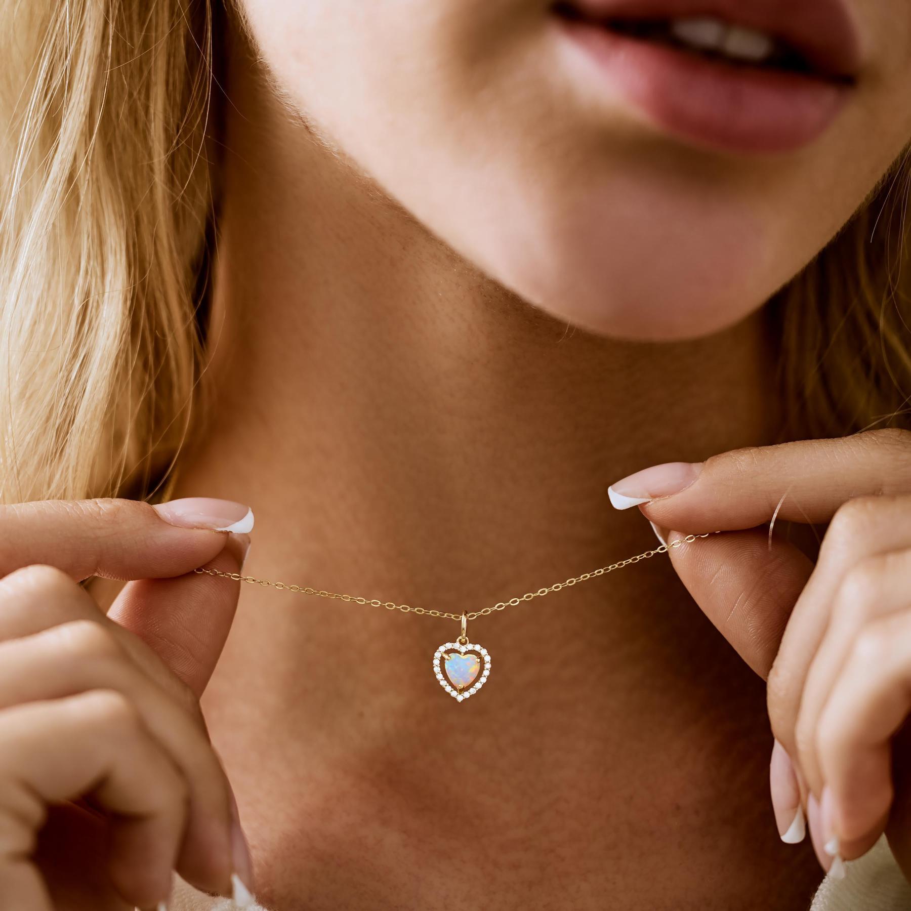 Heart Opal Necklace –  A Sparkling Token of Love