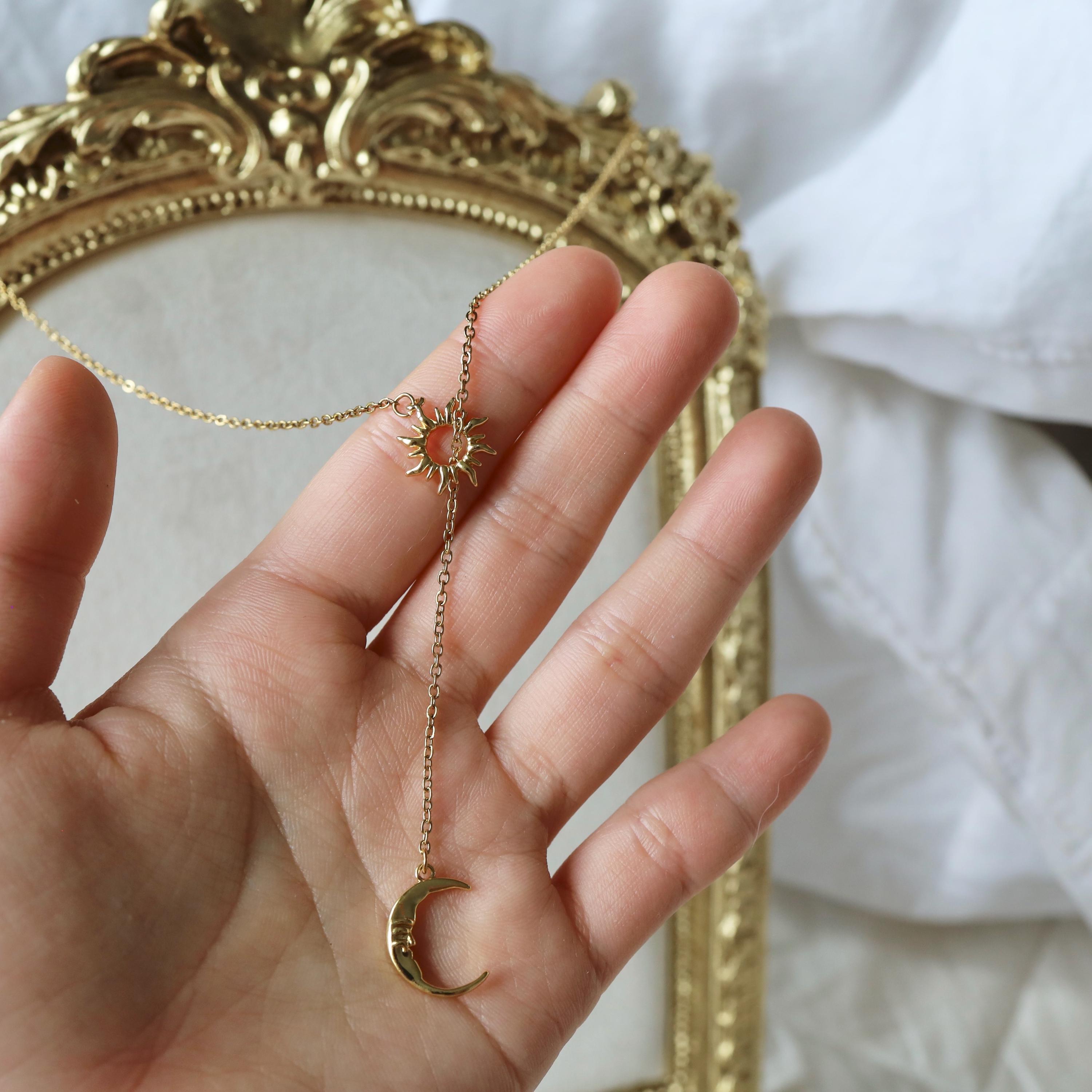 Sun & Moon Lariat Necklace